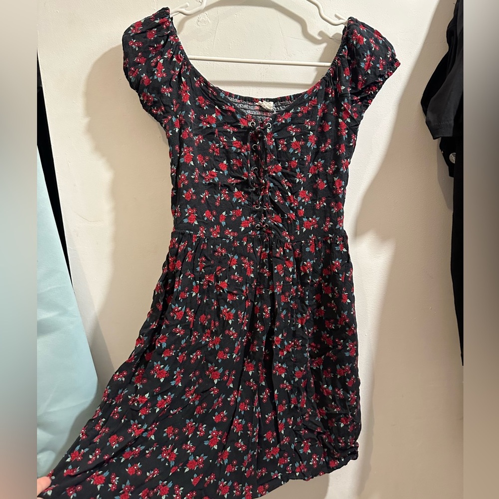 Little black and red flower dress